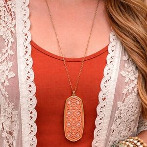 Pomina Coral Filigree Pendant Necklace  (BR1313/2)
